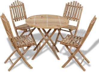 vidaXL Juego De Comedor De Jard&iacute;n Plegable 5 Piezas De Bamb&uacute; Vidaxl