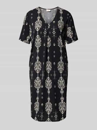 Freequent Knielanges Kleid mit V-Ausschnitt Modell Floy in Black, Gr&ouml;&szlig;e XXL