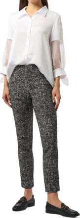 Joseph Ribkoff Abstract Jacquard Straight Pull On Trouser In Black/off White