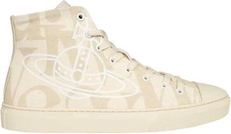 Vivienne Westwood Hoge sneakers van katoen met rubberen zool - Heren - Sneakers - Beige - 42 EU - Katoen - Schoenen