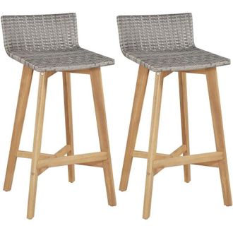 vidaXL Vidaxl - Taburetes De Cocina 2 Unidades Madera Maciza Acacia