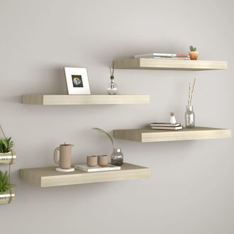 vidaXL Vidaxl - Estantes Flotantes De Pared 4 Uds Negro Mdf 50x23x3,8 Cm