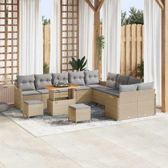 vidaXL Vidaxl - Conjunto De Sof&aacute; De Jard&iacute;n Con Coj&iacute;n 13 Pcs Beige, Gris Claro