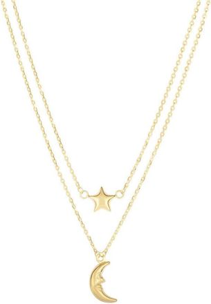 Tresorra 14K Yellow Gold Moon & Star Multi-Strand Necklace