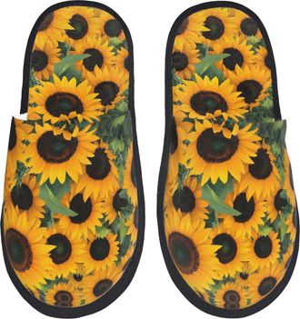 Generic Plush Slippers Sunflowers 7 Soft Fluffy Slippers Breathable House Shoes For Bedroom Winter Ladies L