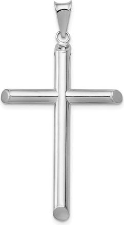 Diamond2Deal 14k White Gold Polished Tube Cross Pendant