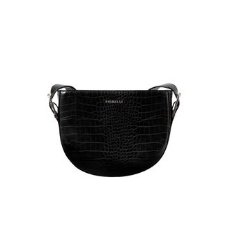 Fiorelli Womens Etta Crossbody Bag, Stylish Shoulder Handbag with Wide Adjustable Straps, Black Croc Embossed Faux Leather