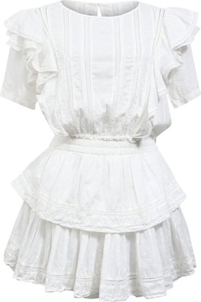 LoveShackFancy Ruffled Mini Dress in White Cotton