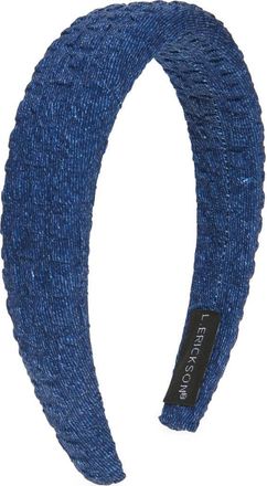 L. Erickson Oakley Denim Seersucker Headband in Dark Wash at Nordstrom