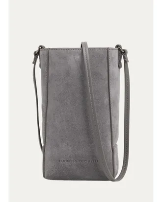 Brunello Cucinelli North-South Suede Crossbody Bag