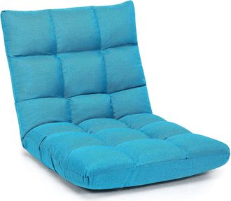 Costway Costway Silla De Suelo Con Respaldo Ajustable En 14 Posiciones Silla De Piso De Espuma (azul Claro)
