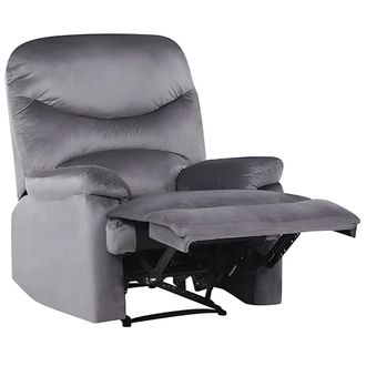 Beliani Beliani - Sill&oacute;n Reclinable Tapizado En Terciopelo Gris Respaldo Y Reposapi&eacute;s Ajustables Manualmente Estilo Retro Eslov
