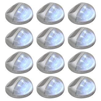 vidaXL Vidaxl - L&aacute;mparas Solares Led De Pared Exterior 12 Uds Redondas Plateada