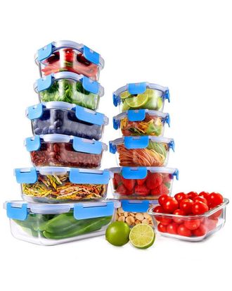 Nutrichef 12Pc Blue Glass Container Set