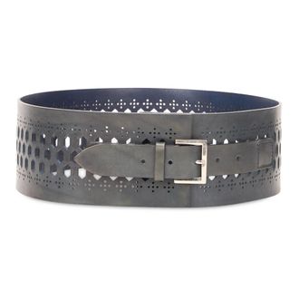 Alberta Ferretti Elegant Leather Belt with Geometric Details - female - Alberta Ferretti - Belts - Gray - S - Accessories