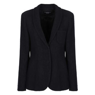 Emporio Armani Jassen, Dames, Blauw, S, Wol, Wolmix Revers Kraag Blazer