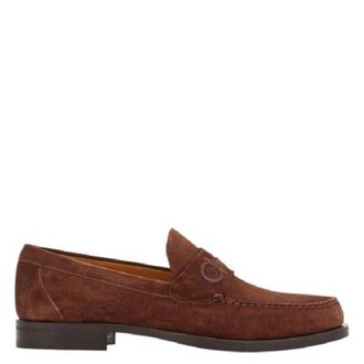 Ferragamo Gancini Embroidered Suede Loafers, Size 9 EE