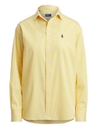 Ralph Lauren Yellow Spread Collar Logo Striped Shirt