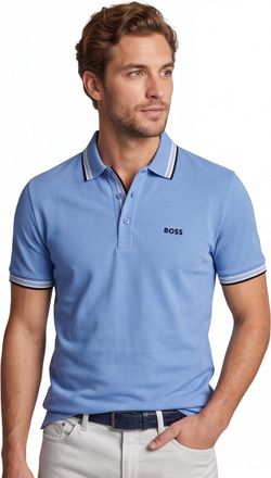 HUGO BOSS Poloshirt Boss Green Paddy blauw 3 knoops pique