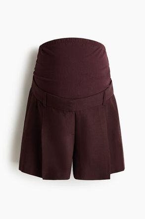 H&M Mama Linen-blend Shorts in Dark Brown at Nordstrom, Size Xx-Large