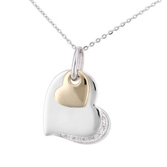 Diamant L'éternel 9ct geel- en witgouden diamanten hartvormige hangerketting met een lengte van 46 cm