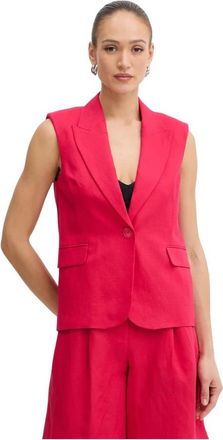 Twinset Linnen Blend Gilet - Dames - Bodywarmers - Roze - S - Linnen - Jassen