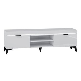 Petits Meubles Mueble TV 2 puertas 157 cm con LED estratificado Blanco