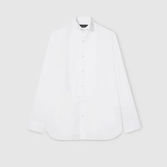 Gucci Light Chambray Cotton Shirt, Size 15++, White, Ready-to-wear