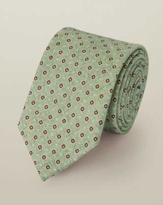CHARLES TYRWHITT Wool Geo Print Tie - Green Size OSFA by Charles Tyrwhitt