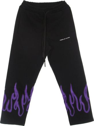 Vision Of Super Flames Spray Lichtgewicht Trainingsbroek - Heren - Sweatpants - Zwart - XL - Katoen - Broeken