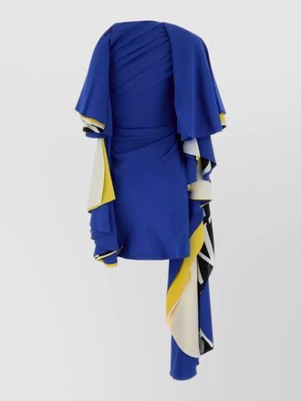 Loewe asymmetric cady dress multicolor draped ruffles