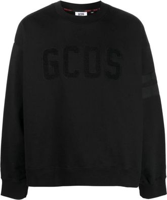 GCDS Black Velvet Crewneck Jumper