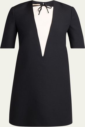 Valentino Garavani Bow Collar Wool-Blend Mini Dress