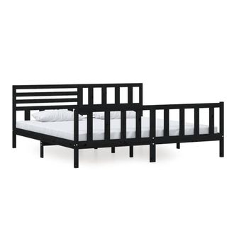 Berkfield Home Bed Frame Black Solid Wood 200x200 cm