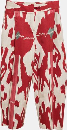 Emporio Armani Red Patterned Pleated Wide Leg Trousers