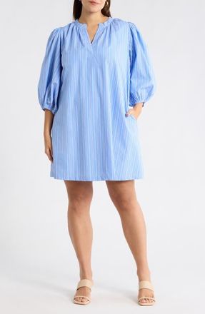 Sugarlips Malaga Victoria Striped Shift Minidress in Blue-White at Nordstrom, Size 1X