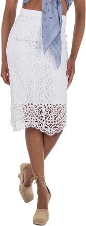 Burberry Macrame Floral Lace Applique Cotton Skirt, Brand Size 6 ( US Size 4 )