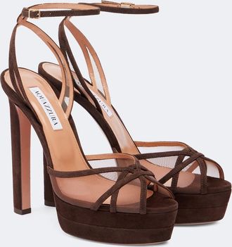 Aquazzura Shear Plateau 130 suede platform sandals