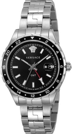 Versace Elegante GMT Horloge Modern Stijl - Heren - Horloges - Grijs - ONE Size - Accessoires