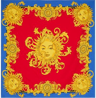 Versace Foulard Printed Silk Twill Scarf - Blue - One Size