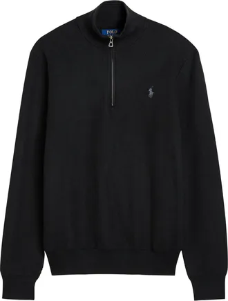 Polo Ralph Lauren Logo Half-zip Cotton Jumper - Black - Xxl