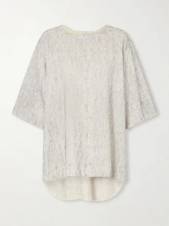The Row Top Oversize In Misto Lino E Seta Hamza - Grigio