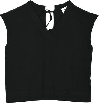 Alpha Studio Black Cotton Knit Top