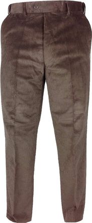 Carabou Mens Thick Cord Trousers 100% Cotton Traditional Ribbed Corduroy Pants- Brown- 44W/ 27L