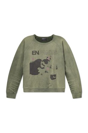 Enfants Riches Deprimes My Death My Life Logo-Print Distressed Cotton-Jersey Sweatshirt