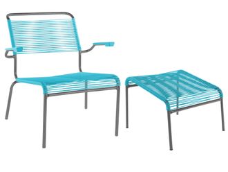 Schubiger M&ouml;bel Spaghetti-Lounger + Hocker S&auml;ntis mit Armlehnen