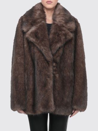 Stand Studio Short Faux Fur Coat with a Relaxed Fit and Classic Collar