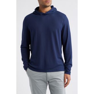 Johnnie-O Brinson Waffle Pullover Hoodie in Navy at Nordstrom, Size Medium