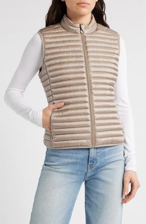 Save The Duck Arabella Water Repellent Quilted Puffer Vest in Pearl Grey at Nordstrom, Size 6