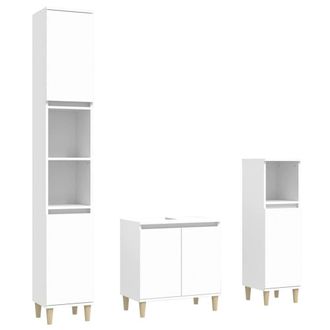 Berkfield Home 3 Piece Bathroom Furniture Set White Engineered Wood